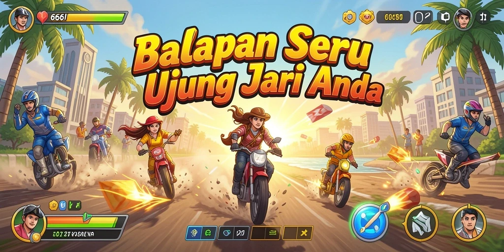 Tampilan gameplay Racing 666I yang mendebarkan dan penuh aksi.