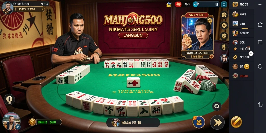 Gameplay Live Casino seru di MAHJONG500 menunjukkan dealer langsung dan interaksi pemain.