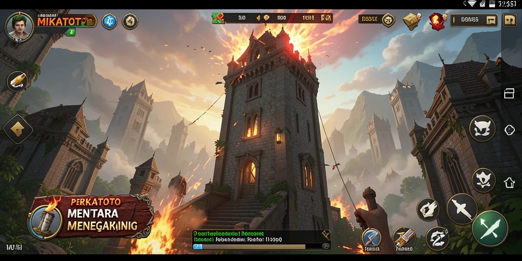 Screenshot MIKATOTO menampilkan aksi seru dalam permainan Tower Defense.