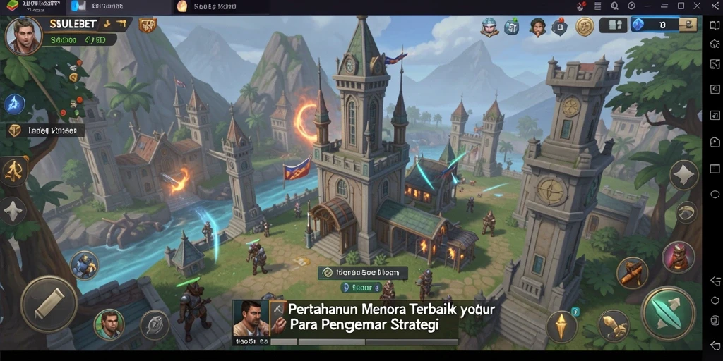 Screenshot gameplay SULEBET yang menunjukkan pertarungan intens di Tower Defense.