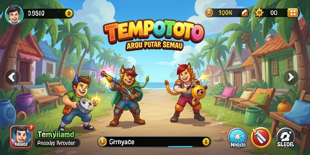 Tampilan gameplay TEMPOTOTO yang penuh aksi dan seru.