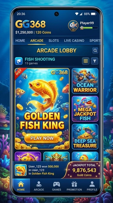 Tampilan keren aplikasi gg368 di perangkat Android.